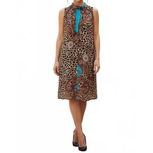 NEW DIVA USA print sleeveless maxi dress in animal turquoise
